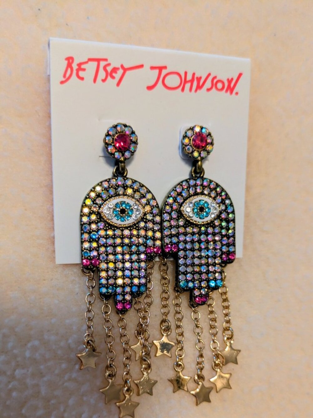 BETSEY JOHNSON EVIL EYE Mystical Hamsa 🧿 EARRINGS